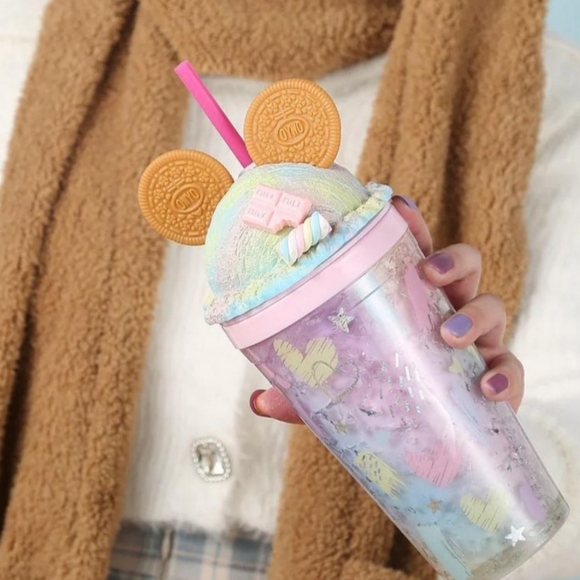 Tumbler Cookie Ears Cold Cup w/ Lid and Straw Double Wall Magic Cold Cup Gift - Picture 2 of 14